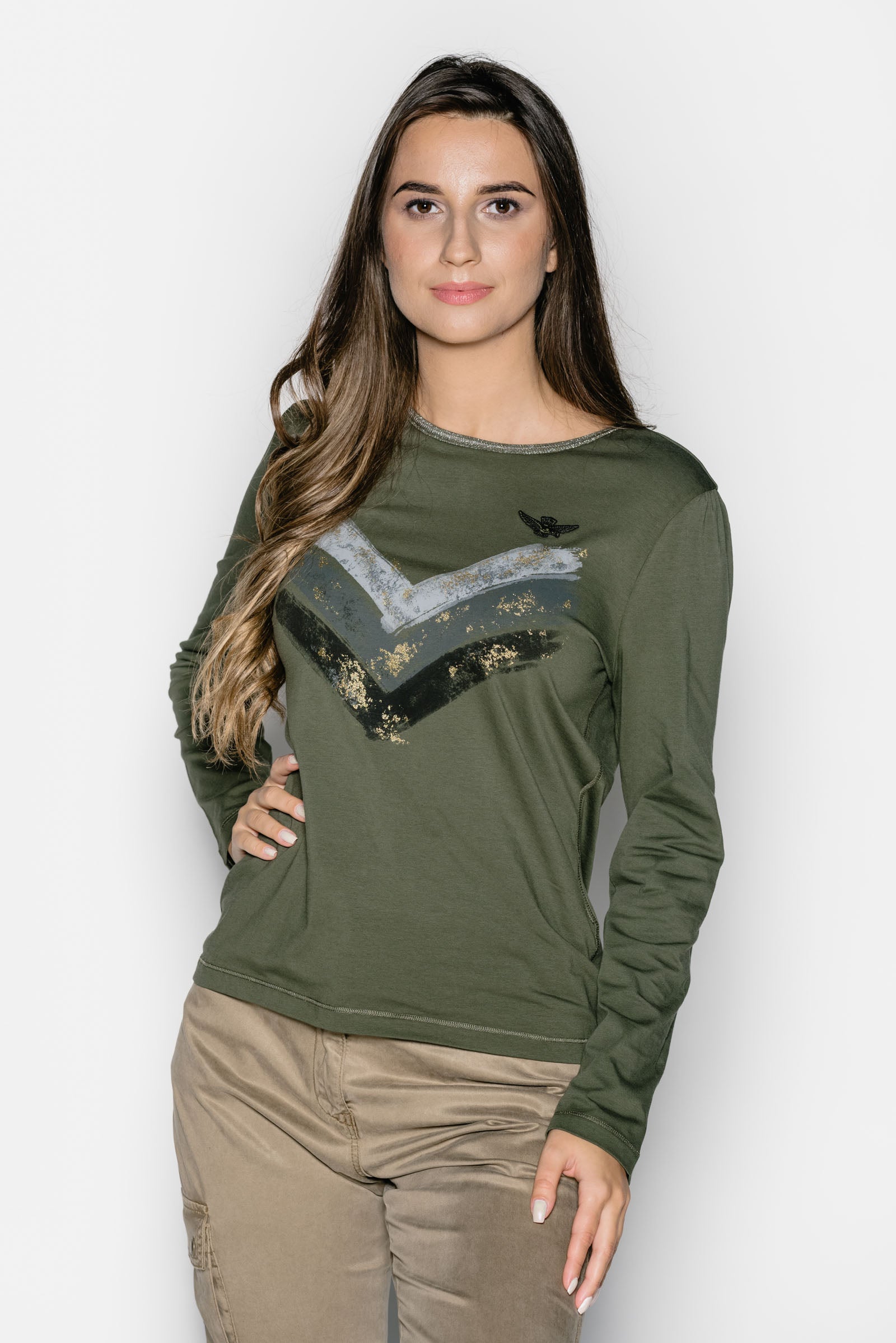 T-shirt damski z długim rękawem Aeronautica Militare